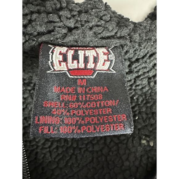 MMA Elite Hoodie Sherpa Lined Grunge Full Zip Y2K Alt Punk Skull Emo Mens Medium - Picture 12 of 16